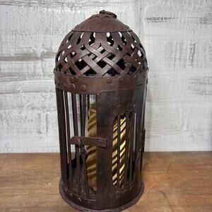 Vintage Wrought Iron Birdcage Candle Holder